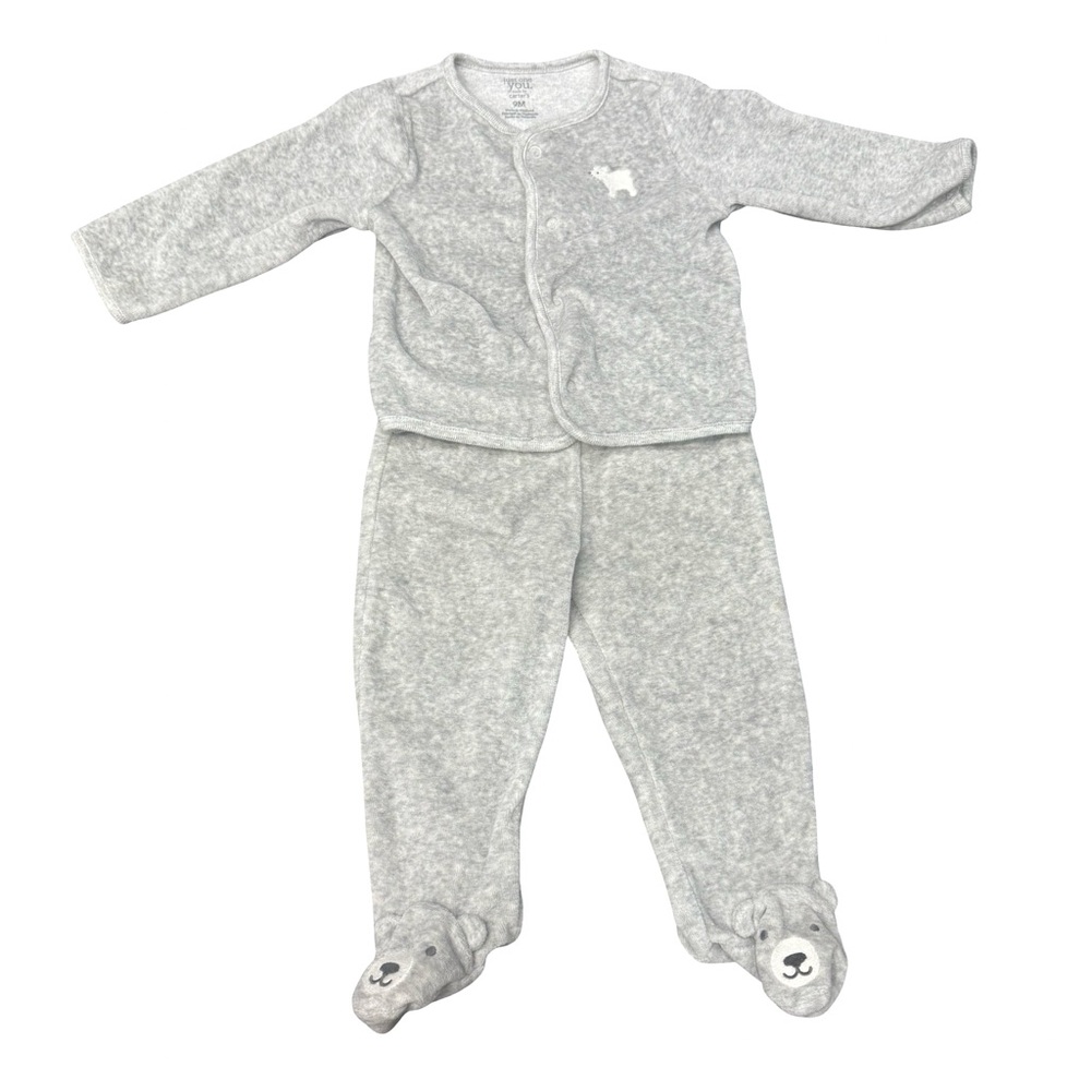 Carters Gray Baby Pajama Set Size 9M Cozy Soft Sleepwear Infant Outfit